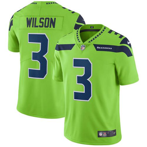 Nike Seahawks #3 Russell Wilson Green Men's Stitched NFL Limited Rush custom Jersey
