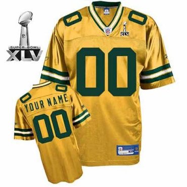 Customized Green Bay Packers Jersey Eqt Yellow 2011 Super Bowl Xlv Football Jerseys