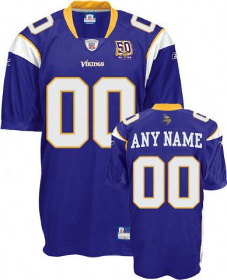 Customized Minnesota Vikings Jersey Purple 50th Anniversary Patch Football Jerseys