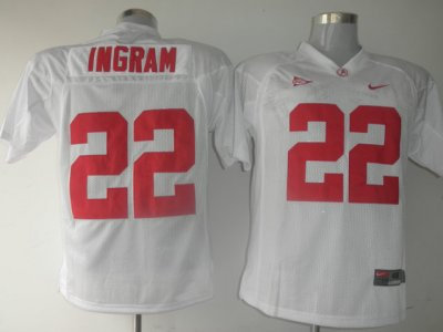 Crimson Tide #22 Mark Ingram White Embroidered NCAA Jersey