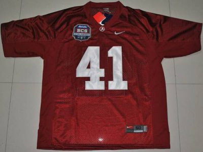 Crimson Tide #41 Courtney Upshaw Red 2012 BCS Championship Patch Embroidered NCAA Jersey