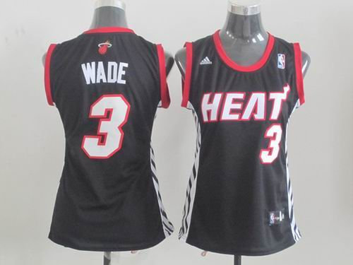 women Miami Heat 3 Dwyane Wade black jersey