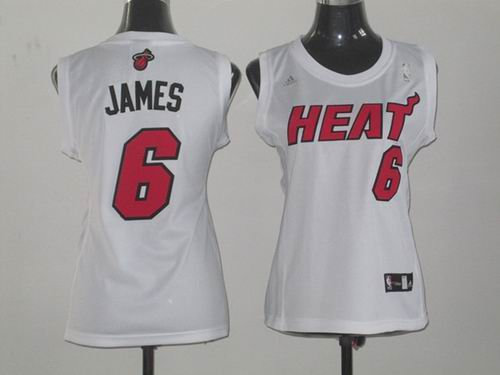 women Miami Heat 6 LeBron James white jersey