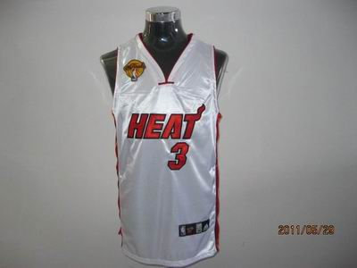 Miami Heat 3 Dwyane Wade white with 2011 Finals Jersey