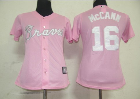 Women Jerseys Atlanta Braves 16 Mccann Pink