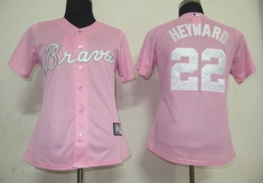 Women Jerseys Atlanta Braves 22 Heyward Pink