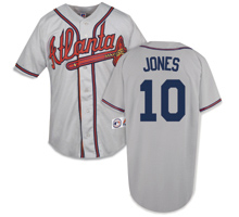 Majestic Atlanta Braves 10 Chipper Jones grey all star