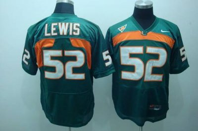 Hurricanes #52 Ray Lewis Green Embroidered NCAA Jerseys Hurricanes #52 Ray Lewis Green Embroidered NCAA Jerseys