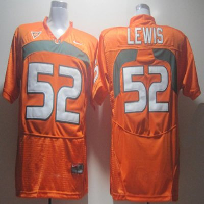 Hurricanes #52 Ray Lewis Orange Embroidered NCAA Jerseys Hurricanes #52 Ray Lewis Orange Embroidered NCAA Jerseys