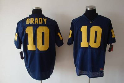 Wolverines Tom Brady #10 Blue Embroidered NCAA Jersey