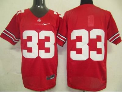 Buckeyes #33 Red Embroidered NCAA Jersey