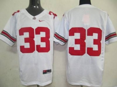 Buckeyes #33 White Embroidered NCAA Jersey