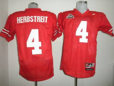 Buckeyes #4 Kirk Herbstreit Red Embroidered NCAA Jersey