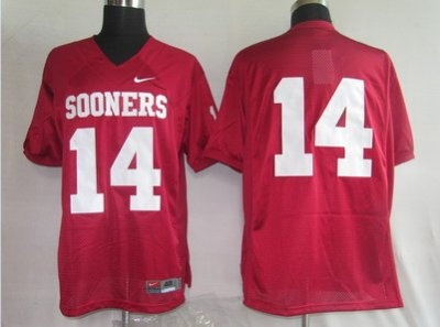 Sooners #14 Sam Bradford Red Embroidered NCAA Jersey