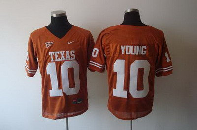 Longhorns #10 Young Orange Embroidered NCAA Jersey