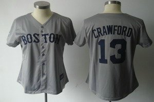 Women Boston Red Sox 13 Carl Crawford Grey jerse