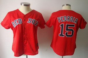 Women Boston Red Sox 15 Dustin Pedroia Red jersey