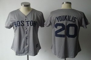 Women Boston Red Sox 20 Kevin Youkilis Grey Jersey