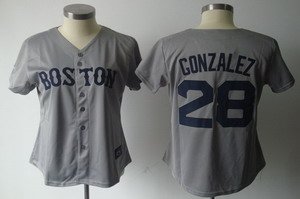 Women Boston Red Sox 28 Adrian Gonzalez Grey Jerseys