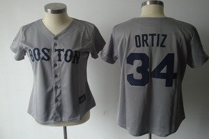 Women Boston Red Sox 34 David Ortiz Grey Jerseys