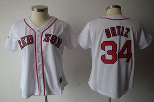 Women Boston Red Sox 34 David Ortiz white Jerseys (red Number)