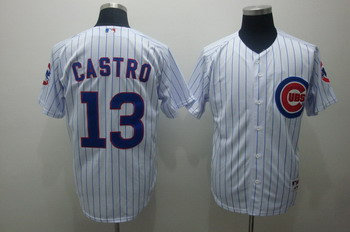 Chicago Cubs 13 Starlin castro white jerseys(blue stripe) Chicago Cubs 13 Starlin castro white jerseys(blue stripe)