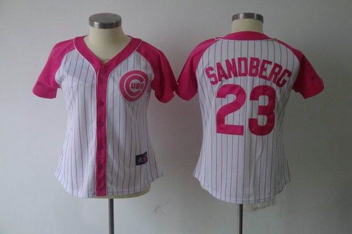 2012 Women Pink Splash Fashion Jersey by Majestic Chicago Cubs 23 Ryne Sandberg white jersey