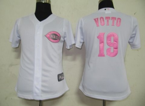 MLB Women Jerseys Cincinnati Reds 19 votto White