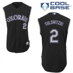 MLB Colorado Rockies #2 Tulowitzki Black Cool Base Jerseys