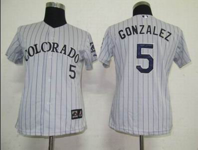 Women Colorado Rockies 5 Gonzalez Grey Jerseys