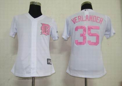 Women Detroit Tigers 35 Verlander White red number