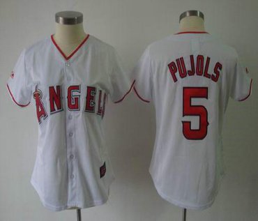 women Los Angeles Angels 5 Albert Pujols white Cool Base Jersey