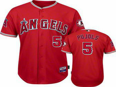 Youth Los Angeles Angels 5 Albert Pujols red Cool Base Jerseys