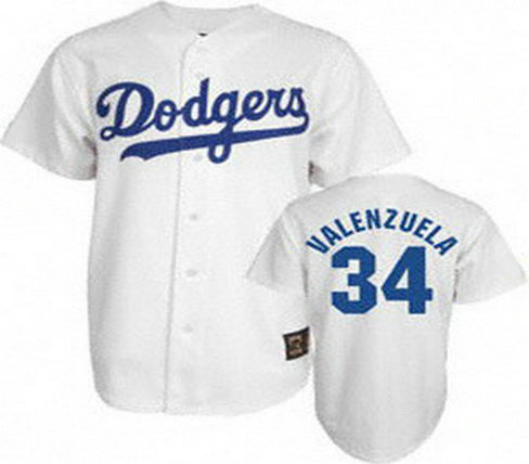 Los Angeles Dodgers 34 Valenzuela White Jerseys Cool base Stitched MLB Jersey