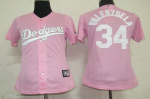 MLB Women Jerseys Los Angeles Dodgers 34 Valenzuela Pink