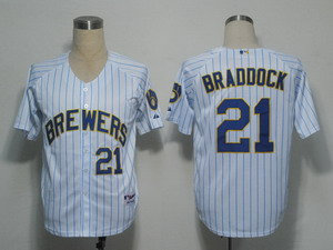 Milwaukee Brewers 21 Braddock White(blue strip)