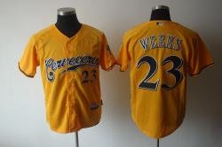 Milwaukee Brewers 23# Rickie Weeks Yellow Jerseys Milwaukee Brewers 23# Rickie Weeks Yellow Jerseys
