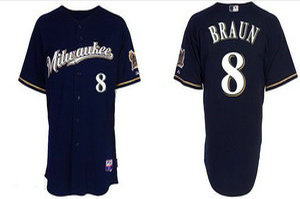 Milwaukee Brewers 8 Ryan Braun Baseball blue Jerseys