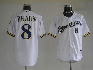 Milwaukee Brewers 8 Ryan Braun Baseball white Jersey