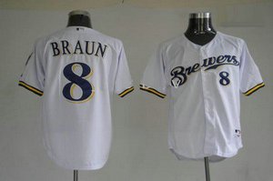 Milwaukee Brewers 8 Ryan Braun Baseball white Jerseys