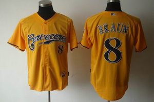 Milwaukee Brewers 8 Ryan Braun yellow jersey