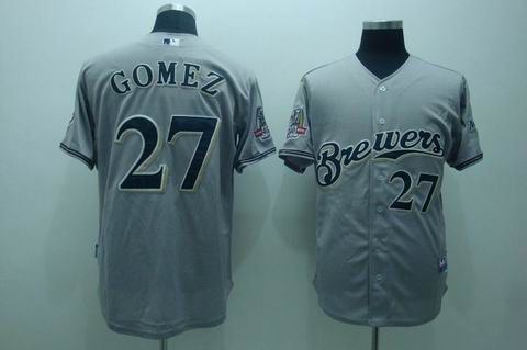 mlb milwaukee brewers #27 gomez grey[40th patch cool base]