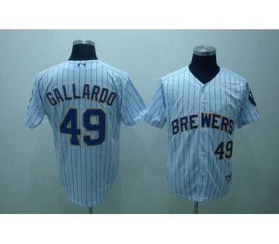 mlb milwaukee brewers #49 gallardo white(blue strip)