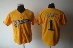 Milwaukee Brewers 1# Corey Hart Yellow Jerseys
