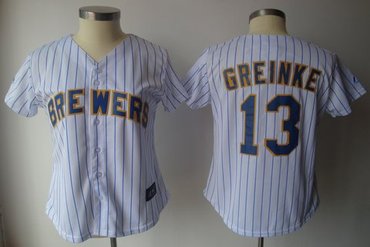 Milwaukee Brewers 13 Zack Greinke white Women Jersers