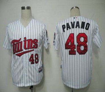 MLB Jerseys Minnesota Twins 48 Pavano White blue strip