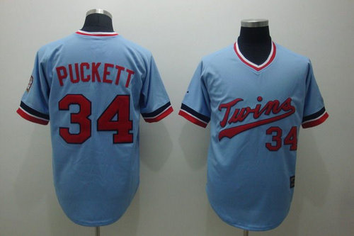 MLB Jerseys Minnesota Twins PUCKETT 34# LT blue Jerseys