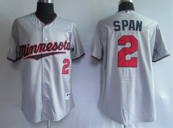 MLB Jerseys Minnesota Twins 2# Span Grey