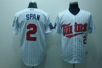 Minnesota Twins 2 Span White(blue strip) Jerseys Cool base w2010 Inaugural Season Patch