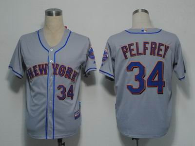 New York Mets 34 Pelfrey Grey Cool Base jerseys New York Mets 34 Pelfrey Grey Cool Base jerseys